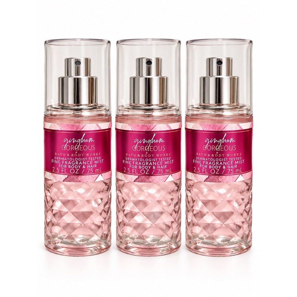 Bath And Body Works Gingham Gorgeous Mini Fragrance Mist 2.5 Oz Set Of 3 Travel